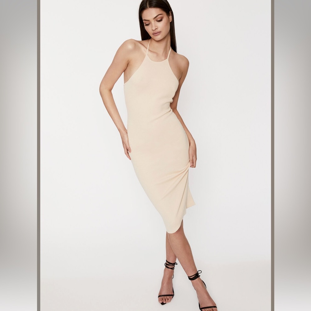 Bardot Ariel cream midi knit bodycon dress